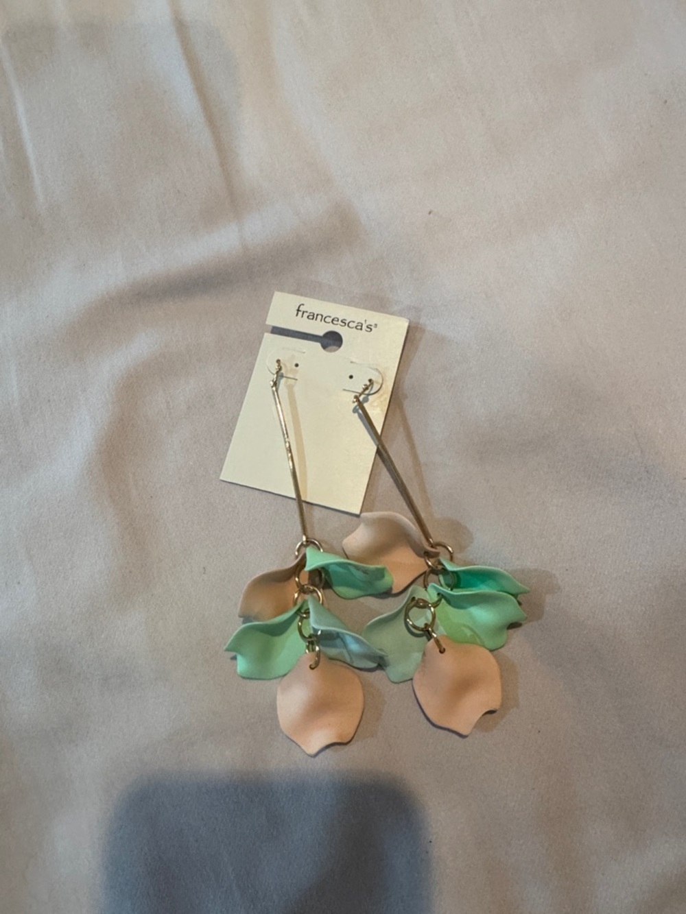 Francesca's Collections Pastel Mint and Peach Floral Drop Earrings